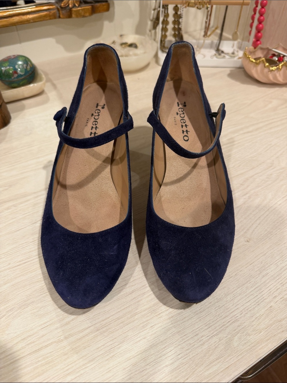 Repetto Navy Suede Heels